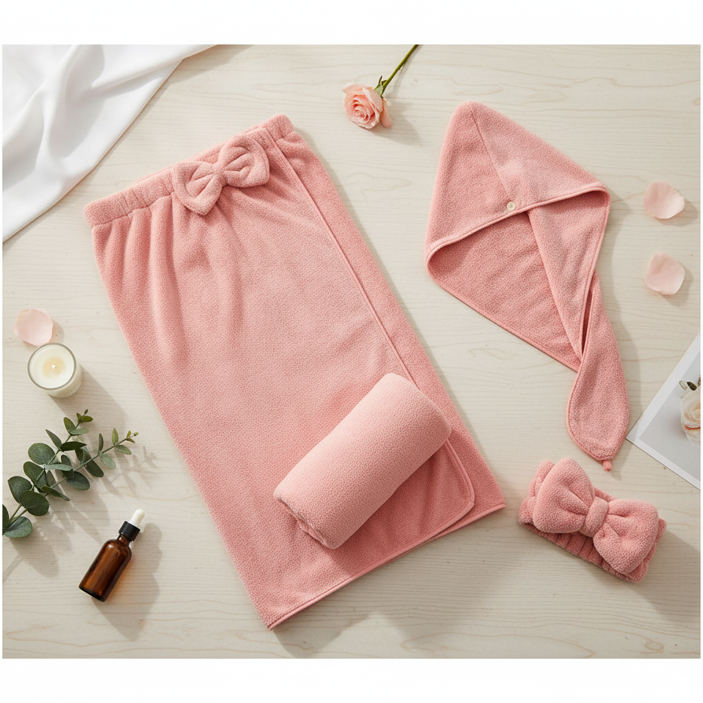 4PCS Microfiber Towel Set – Quick-Dry Bath, Hair & Face Towels