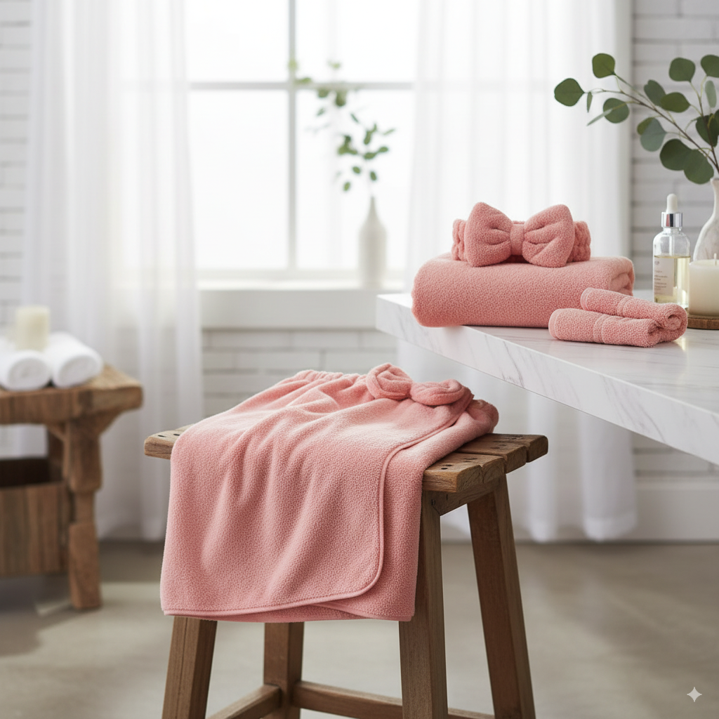 4PCS Microfiber Towel Set – Quick-Dry Bath, Hair & Face Towels