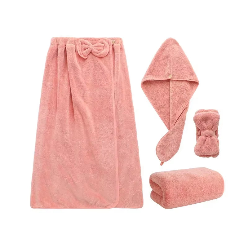 4PCS Microfiber Towel Set – Quick-Dry Bath, Hair & Face Towels