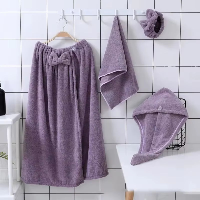 4PCS Microfiber Towel Set – Quick-Dry Bath, Hair & Face Towels