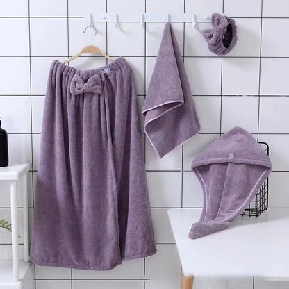 4PCS Microfiber Towel Set – Quick-Dry Bath, Hair & Face Towels