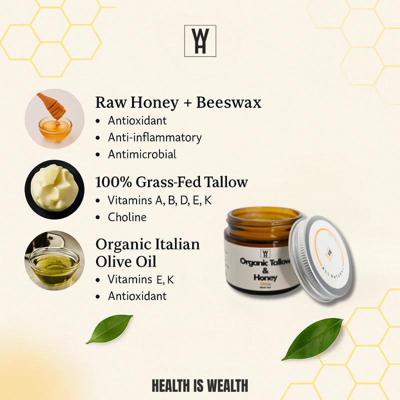 Beef Tallow Balm with Honey & Beeswax